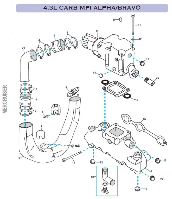 COLLECTEUR MERCRUISER GM 4.3L / Ref. MAR612 – Image 2