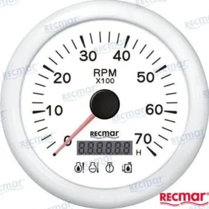 COMPTE TOURS 0/7000RPM BLANC LED ALARME – RECKY07312